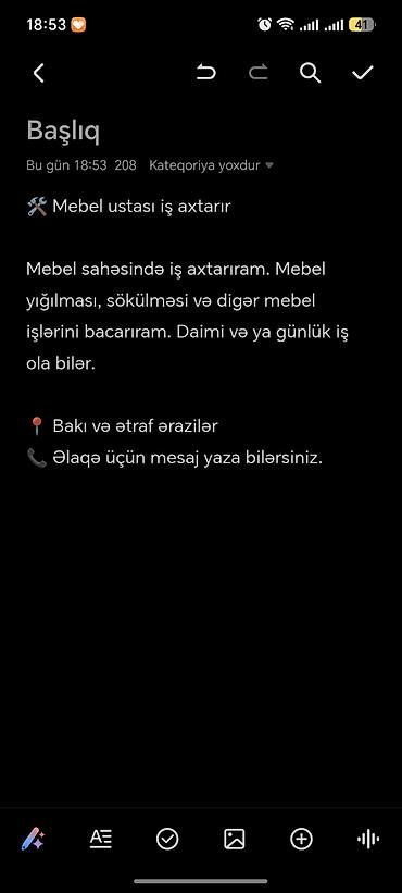 Mebel ustası xidmətləri - Mebel yığılması və sökülməsi - Qarderob