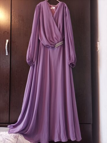 шифон блузка: Вечернее платье, Длинная модель, Шифон, С рукавами, Камни, 2XL (EU 44)