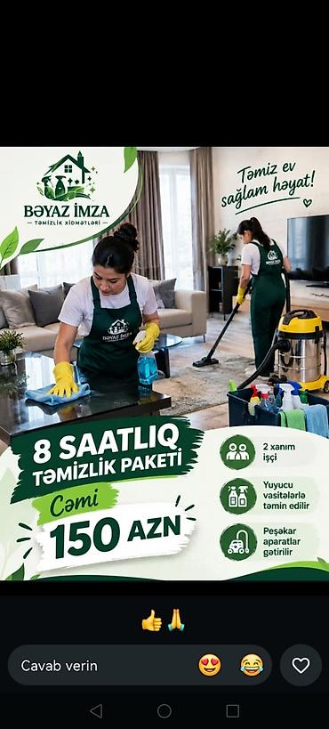 Bəyaz İmza — Təmizlik Xidmətləri Xidmət paketi: - 8 saatlıq təmizlik