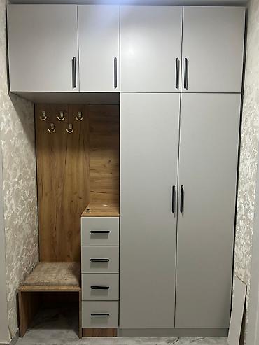 embawood ayaqqabi dolabi: Dəhliz üçün çoxfunksiyalı dolab-komplekt - Dizayn: Mat açıq boz — 1