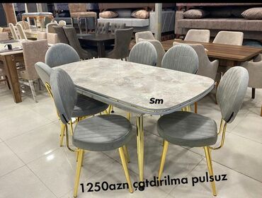 Qonaq otağı üçün, Yeni, Açılmayan, Oval masa, 6 stul
