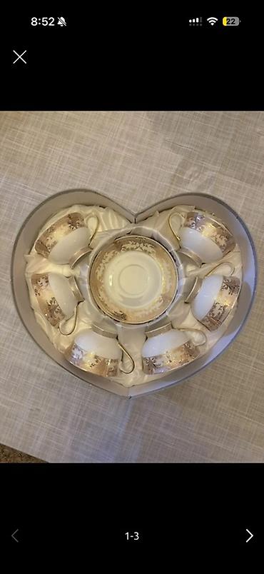 cay: Çay dəsti, rəng - Ağ, Farfor, 6 nəfərlik, Yaponiya — 1