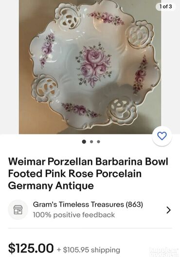 Ostali antikviteti: Cinija nova 0te.Weimar porcelan Istocna Nemacka. Nova cinija,sve na — 3