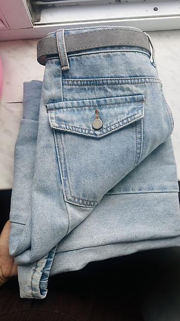 Mavi açıq tonlarda düz kəsimli cins şalvar - Parça: klassik denim