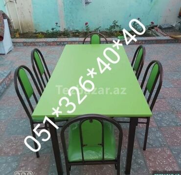 Masa və oturacaq dəstləri: Qonaq otağı üçün, Yeni, Açılan, Dördbucaq masa, 6 stul — 19