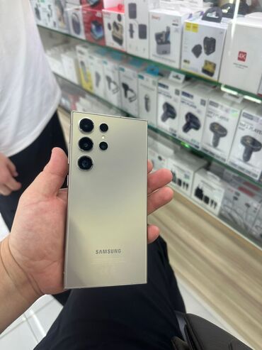 телефон бэушный: Samsung Galaxy S24 Ultra, Колдонулган, 256 ГБ, түсү - Боз, 2 SIM