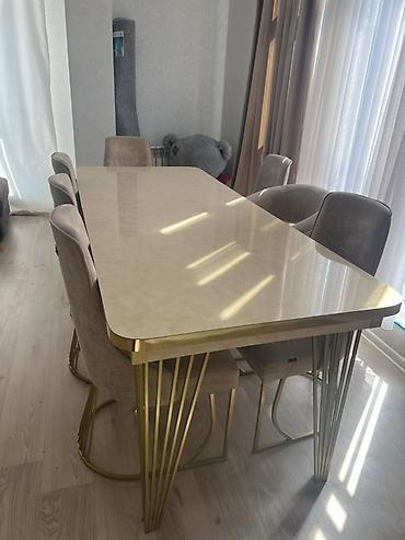 daimon home masa ortusu: Yemək masası və 8 ədəd stul dəsti - Stil: Müasir-lüks dizayn - Masa — 2
