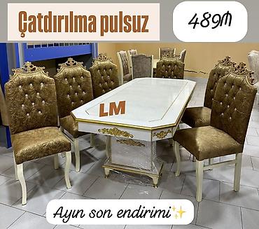 plastmas stul: Qonaq otağı üçün, Yeni, Açılmayan, Dördbucaq masa, 6 stul — 1