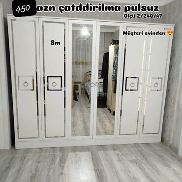 двухъярусные кровати со шкафом: Yeni, Açılan, 6 qapı Düz dolab