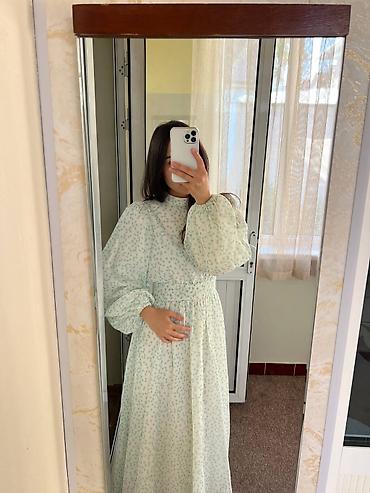 черный платья: Повседневное платье, Турция, Осень-весна, Длинная модель, Шифон, S — 2