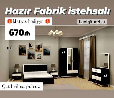 Yataq otağı dəstləri: *Yataq dəsti 670Azn💥* *✅Hazır əldə 4rəng-Təhvil gün ərzində* 🎁Matras