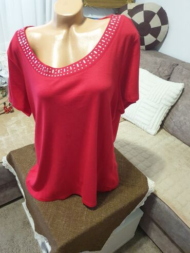new yorker crop top majice: 3XL (EU 46), Cotton, color - Red