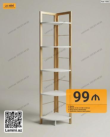 kitap rafı: Stellaj – künc üçün dizayn - Model kodu: 10562 - Ölçülər: D 35 × H — 1