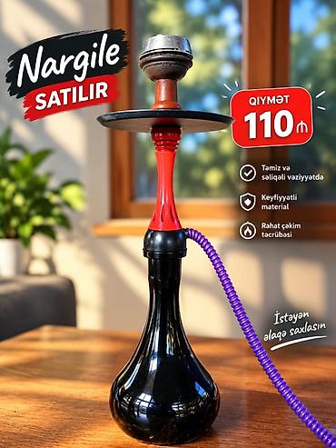 Nərgilə – satılır Xüsusiyyətlər: - Qırmızı gövdəli, qara şüşə kolbaya