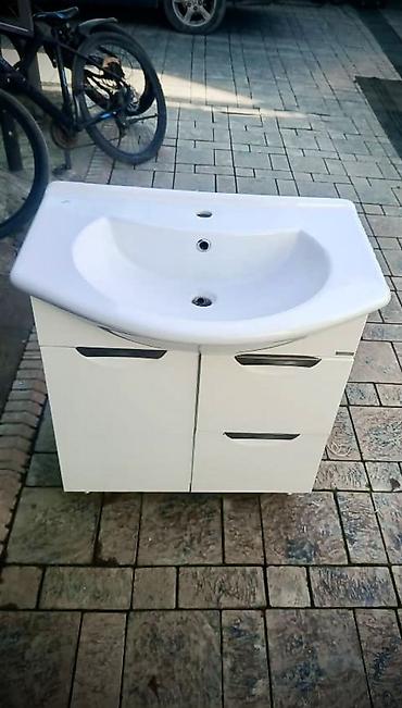 Тумбы для ванны: Тумба для ванны, Б/у, С раковиной, ЛДСП, Самовывоз, цвет - Белый — 1