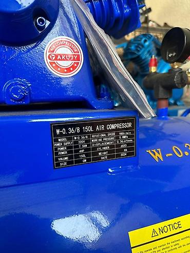 argb controller: Поршневой воздушный компрессор AKUJY W-0.36/8 (150L) - Тип: ременной — 3