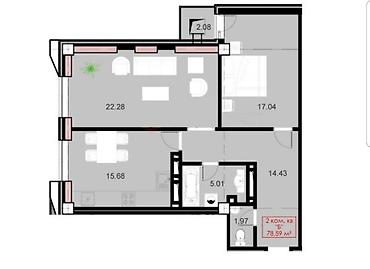 Продажа квартир: 2 комнаты, 80 м², Вефа ТЦ Элитка, 16 этаж, ПСО (под самоотделку) — 2