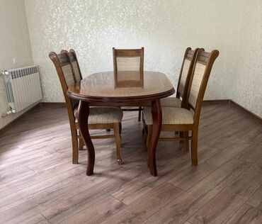 стол в зал: Qonaq otağı üçün, İşlənmiş, Oval masa, 6 stul