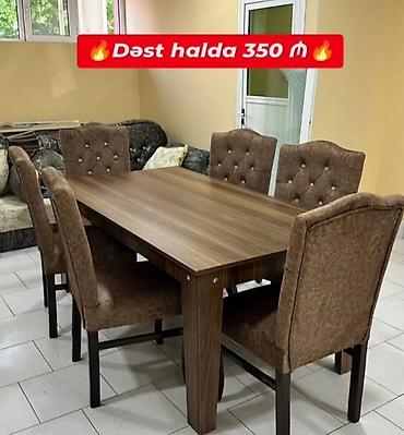 ailəvi çay evi: Yemək otağı üçün 6 nəfərlik masa-stul dəsti. • Tərkib: 1 ədəd — 1