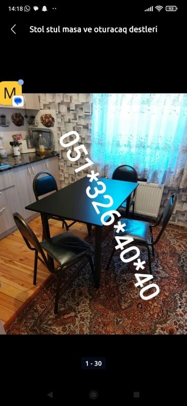 Masa və oturacaq dəstləri: Mətbəx üçün, Yeni, Açılmayan, Dördbucaq masa, 4 stul -da lalafo.az — 11 Masa və oturacaq dəstləri: Mətbəx üçün, Yeni, Açılmayan, Dördbucaq masa, 4 stul — 11