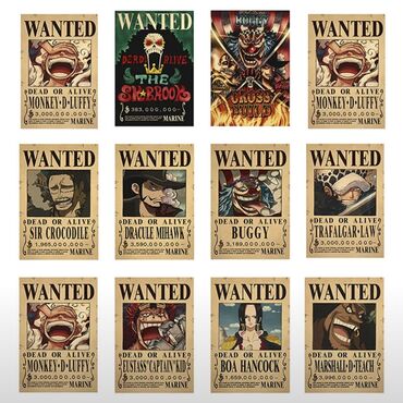 Картины: Плакаты “WANTED” из аниме “One Piece” Погрузитесь в атмосферу любимого