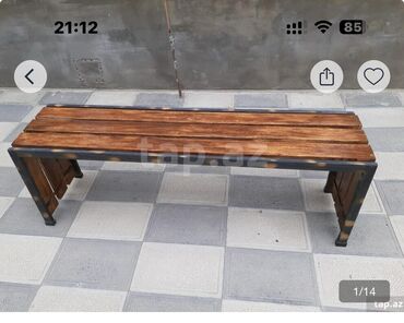 Skameykalar, lavoçkalar: Metall karkaslı skamya - Dizayn: Düz xəttli, arxalıqsız, 4 taxtalı — 17