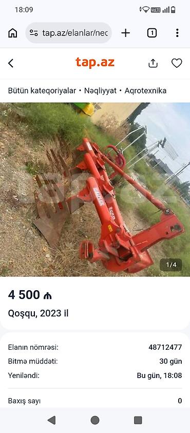 Kommersiya nəqliyyat vasitələri: Qiymət: 4 500 ₼ Məhsul: Qoşqu (aqrotexnika), 2023 il Təsvir: - — 1