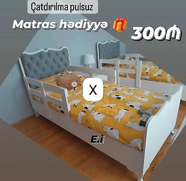Uşaq çarpayısı – başlıq hissəsi yumşaq, düyməli kapitonaj işləməli
