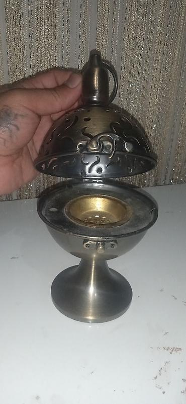 şamdan: Metal tütsü qabı (buhurdan) – şamdan ayaqlı, qapaqlı model - Material — 4