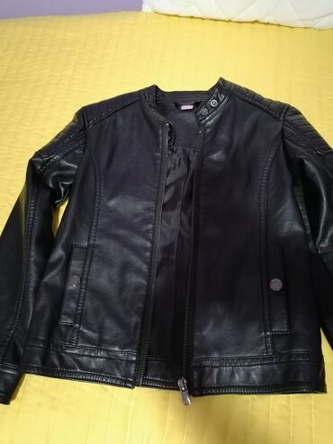 sivo odelo i braon cipele: Leather jacket, 128-134