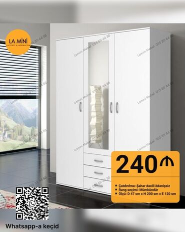 Divanlar: Yeni, Açılan, 3 qapılı Düz dolab, Qarderob, paltar dolabı, Azərbaycan