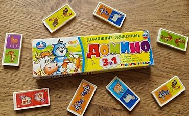 домина: Детское домино «Домашние животные» 3 в 1 - Настольная игра с яркими — 1