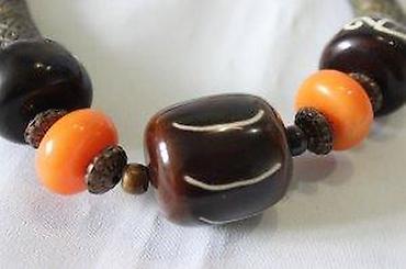 Ogrlice: STARA UNIKATNA OGRLICA, BRONZA, DRVO, ĆILIBAR, RUČNI RAD | Unikatna — 9