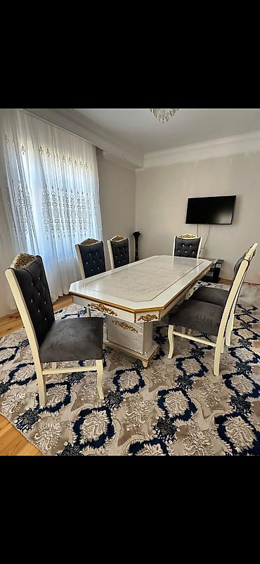 stol desti: Qonaq otağı üçün, Yeni, Açılmayan, Dördbucaq masa, 6 stul — 1