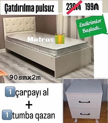 Çarpayı + tumbalı dəst - Ölçü: 90 sm x 2 m - Rəng: ağ - Yumşaq