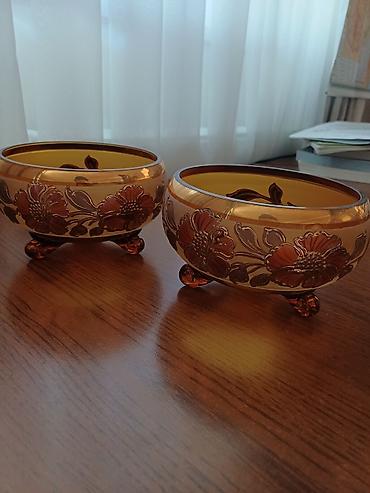 konfet bezekleri: Bəzəkli şüşə qablar (2 ədəd dəst) - Material: keyfiyyətli şüşə - Rəng — 1
