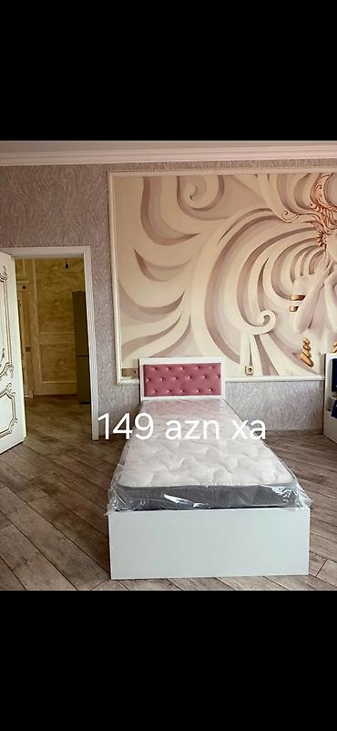 Tək nəfərlik çarpayı və döşək dəsti - Rəng: ağ korpus, başlıqda tünd lalafo.az -da Tək nəfərlik çarpayı və döşək dəsti - Rəng: ağ korpus, başlıqda tünd