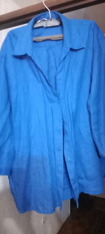 zenske satenske kosulje: Zara, XL (EU 42), Flax, Single-colored, color - Light blue