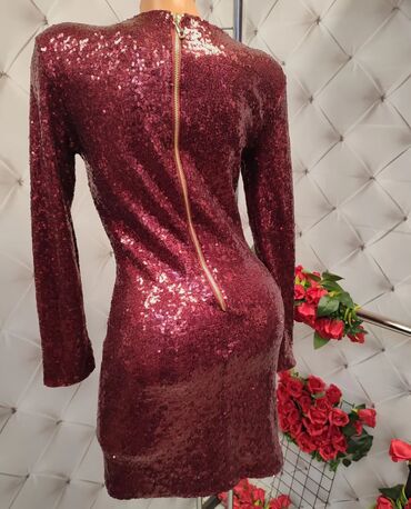 Haljine: 0101 Brand M, bоја - Srebrna, Koktel, klub, Dugih rukava — 7