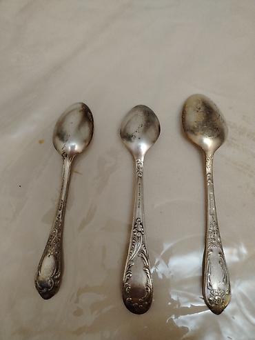qaşıq çəngəl dəsti: Antik dizaynlı metal çay qaşıqları – 3 ədəd ədəd melxior - Material — 1