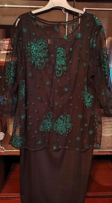 Qara rəngdə elegante ikiqatlı geyim dəsti - Üst: şəffaf tül parçadan