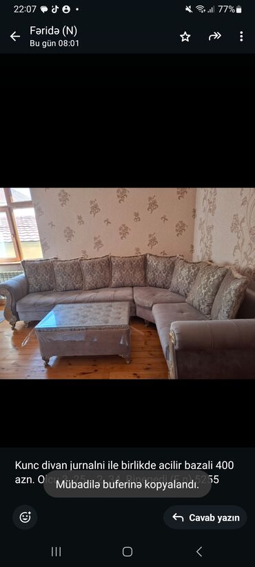 kunc divanl: Künc divan, Açılan, Bazalı, Parça