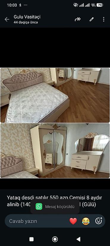 Yataq desdi satılır 550 azn.Cemisi 8 aydır alinib (1400 azn)Unvan