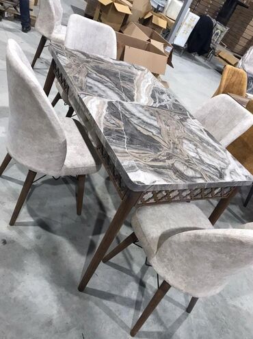 Masa və oturacaq dəstləri: Qonaq otağı üçün, Yeni, Açılan, Dördbucaq masa, 4 stul — 5