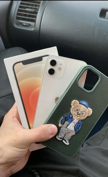 купить ipod: IPhone 12, Колдонулган, 64 ГБ, White Titanium, Заряддоочу түзүлүш, Коргоочу айнек, Каптама, 80 %