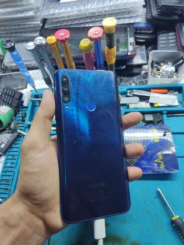 işdənmiş telefonlar: Honor 9X, 128 GB, rəng - Göy, Barmaq izi