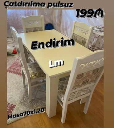 embawood metbex stol stul: Mətbəx üçün, Yeni, Açılmayan, Dördbucaq masa, 4 stul, Azərbaycan