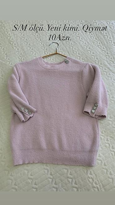 Yumşaq toxumalı, açıq bənövşəyi (lilac) uzunqol trikotaj bluz/sviter
