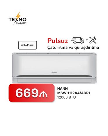 hann kondisioner: Kondisioner 40-45 kv. m, Split sistem, Kredit yoxdur, Pulsuz quraşdırılma