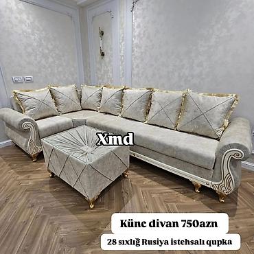 kontakt home divanlar: Künc divan – 750 AZN - Klassik-əlvan dizayn: qızılı dekor — 1